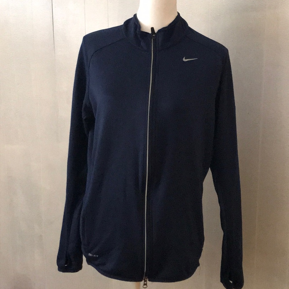 Nike dri-fit zip up Navy with reflective stripes